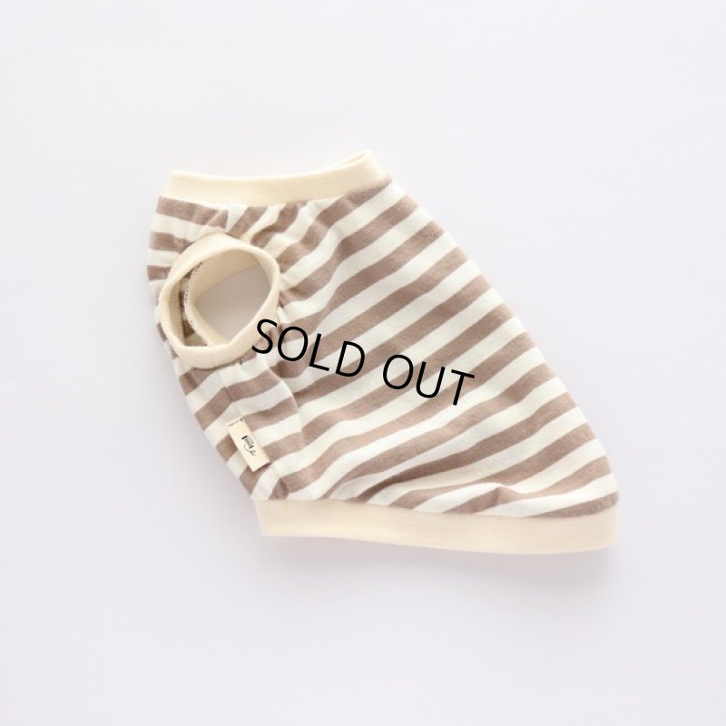 画像4: UVカット生地のボーダータンクトップ（モカ×オフホワイト） (4)