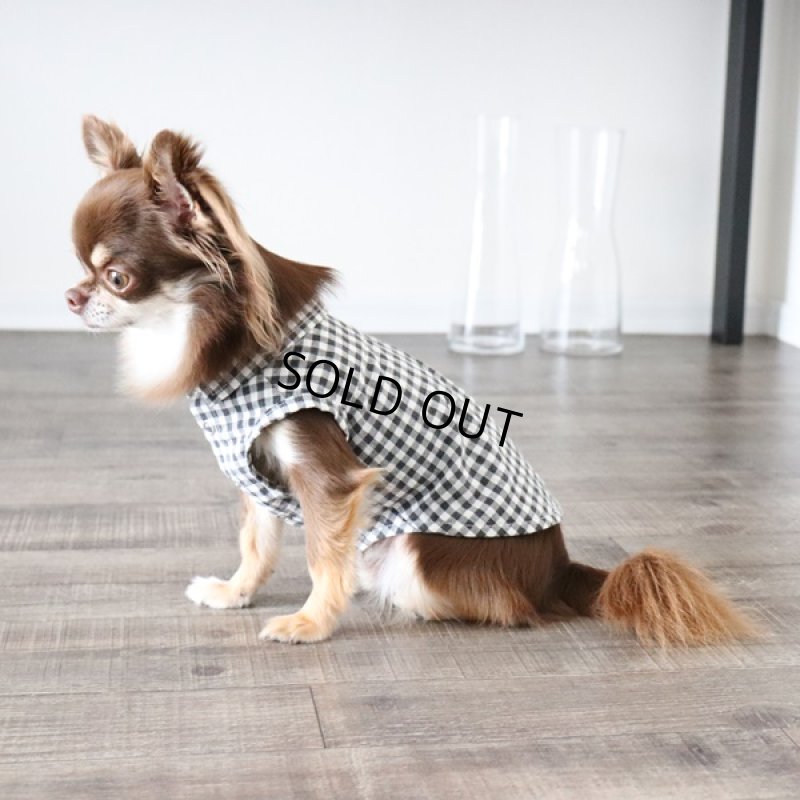 画像2: ギンガムチェックのノースリーブシャツ(ブラック) (2)