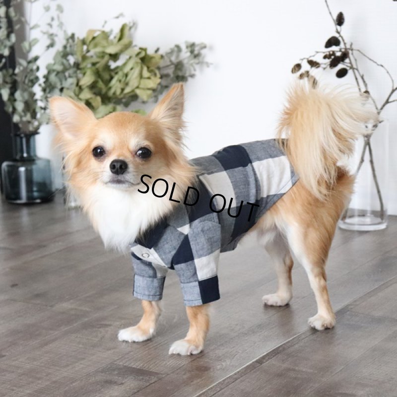 画像3: ブロックチェックシャツ（ネイビー） (3)