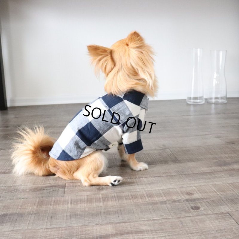 画像2: ブロックチェックシャツ（ネイビー） (2)