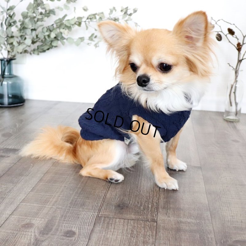 画像4: 【再販売】アランニットのハイネックノースリーブ(ネイビー) (4)