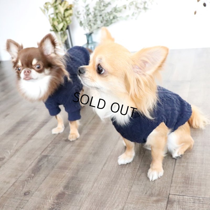 画像7: 【再販売】アランニットのハイネックノースリーブ(ネイビー) (7)