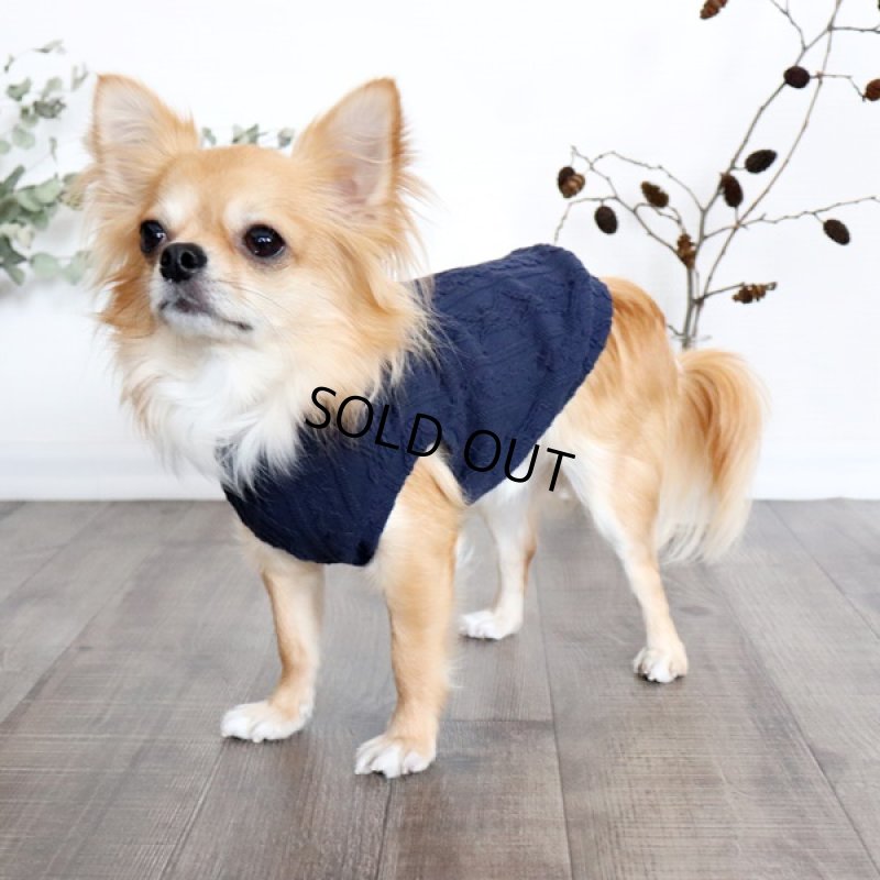 画像5: 【再販売】アランニットのハイネックノースリーブ(ネイビー) (5)