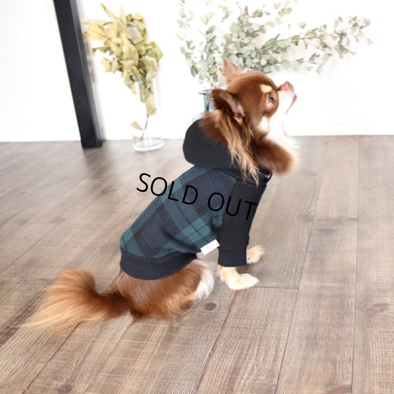 画像4: ブラックウォッチハイネックパーカー（ブラック×グリーン） (4)