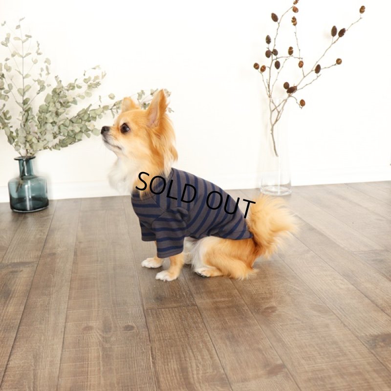 画像8: ボーダーハイネックカットソー(チャコールxネイビー) (8)