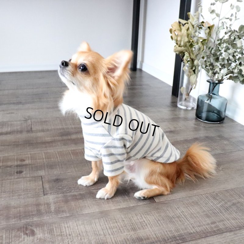 画像3: 【再販売】ボーダーハイネックカットソー（グレー×生成り） (3)