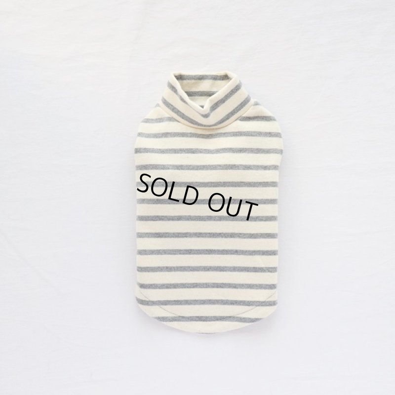 画像7: 【再販売】ボーダーハイネックカットソー（グレー×生成り） (7)