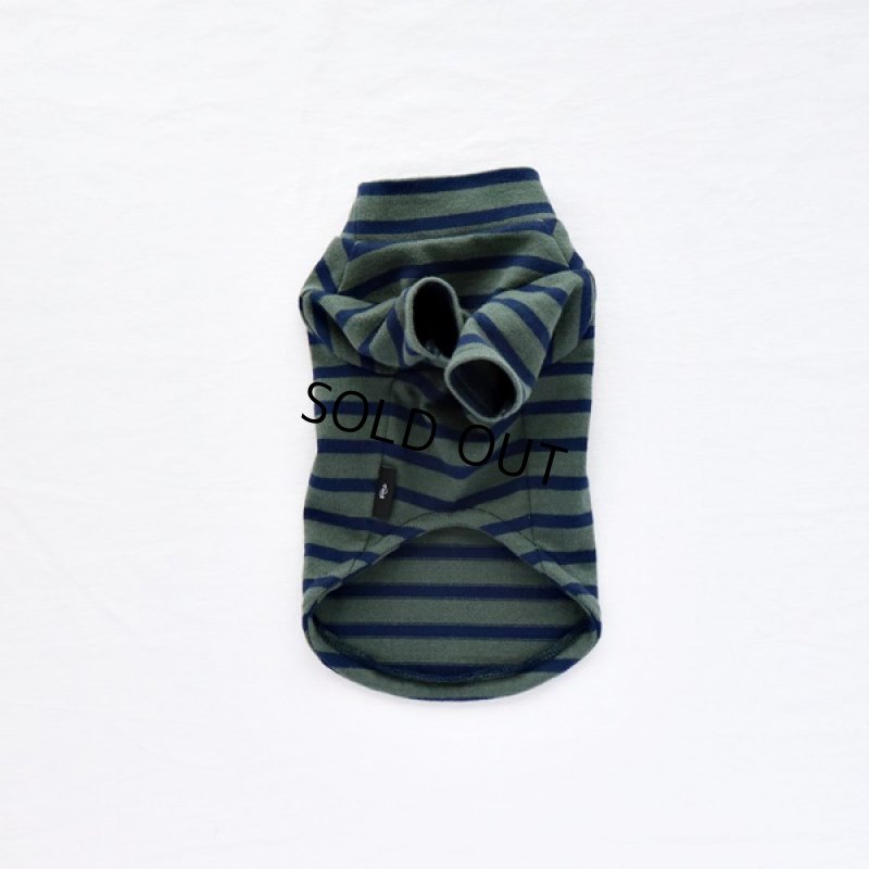 画像11: ボーダーハイネックカットソー(グレイッシュカーキxネイビー) (11)