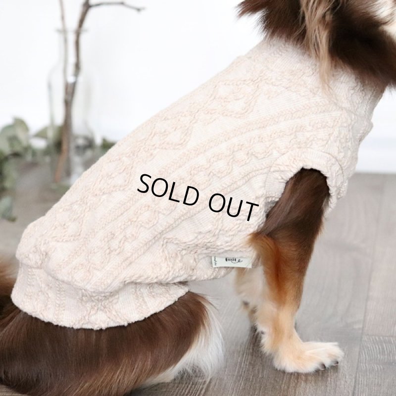 画像2: アランニットのハイネックノースリーブ（ミルクティ） (2)