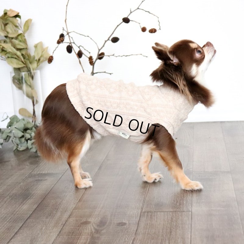 画像3: アランニットのハイネックノースリーブ（ミルクティ） (3)