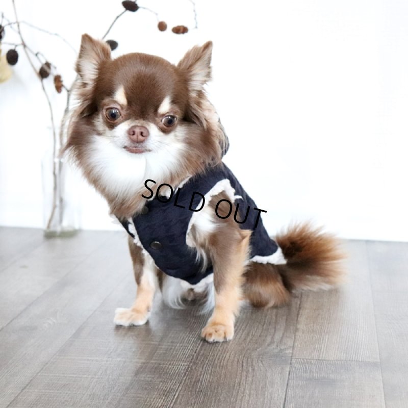 画像2: 2wayキルティングボアベスト（ネイビー） (2)