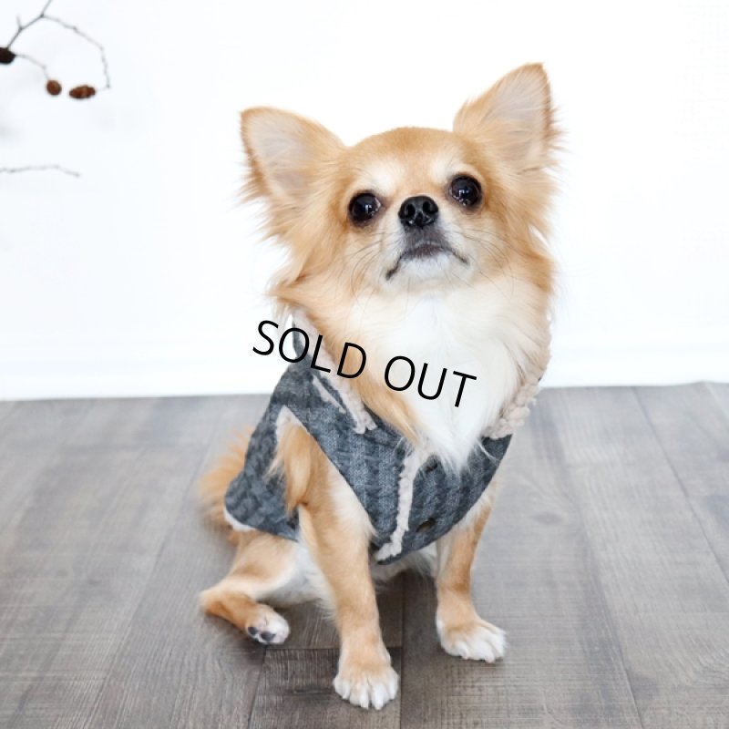 画像2: 2wayキルティングボアベスト（ダークグレー） (2)