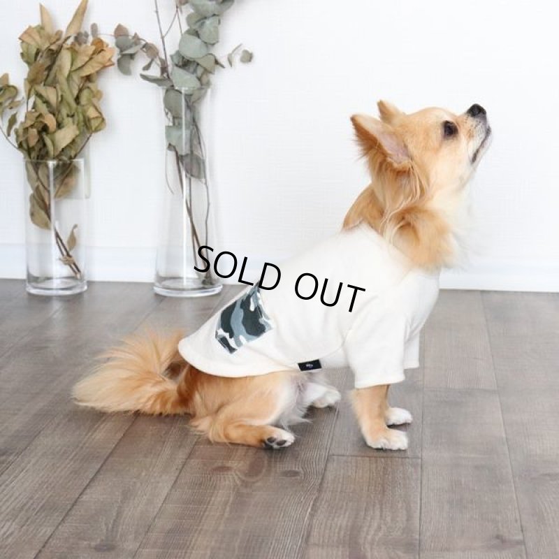 画像2: カモフラポケットつきカットソー（生成り×グレー） (2)