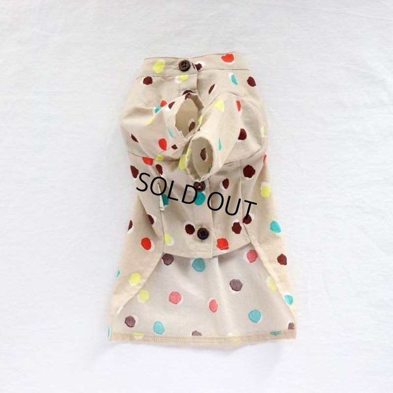 画像11: モダンドットのシャツワンピース（イエローベージュ） (11)