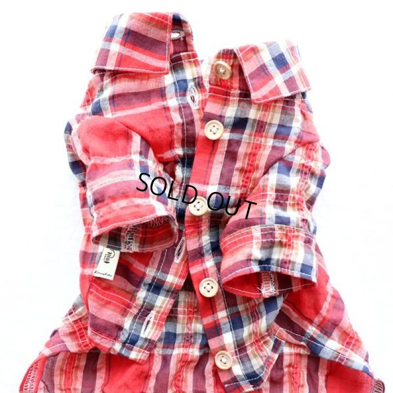 画像13: エアリーチェックのシャツワンピース（レッド） (13)