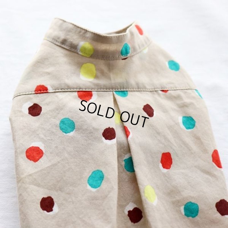 画像15: モダンドットのシャツワンピース（イエローベージュ） (15)