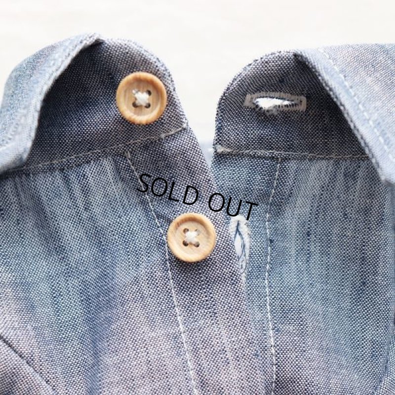 画像13: リネンダンガリーシャツ（ブルー） (13)