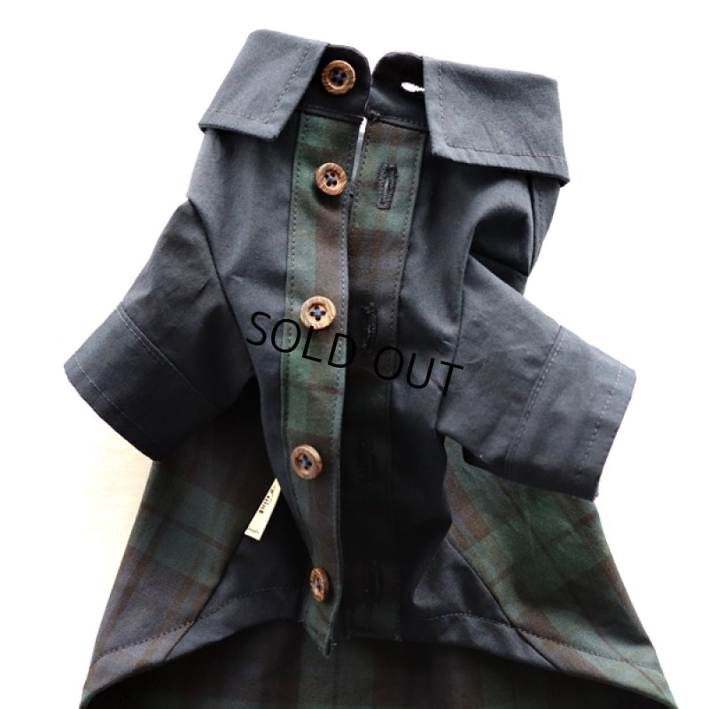 画像12: バイカラーシャツ（ブラックウォッチ×ネイビー） (12)