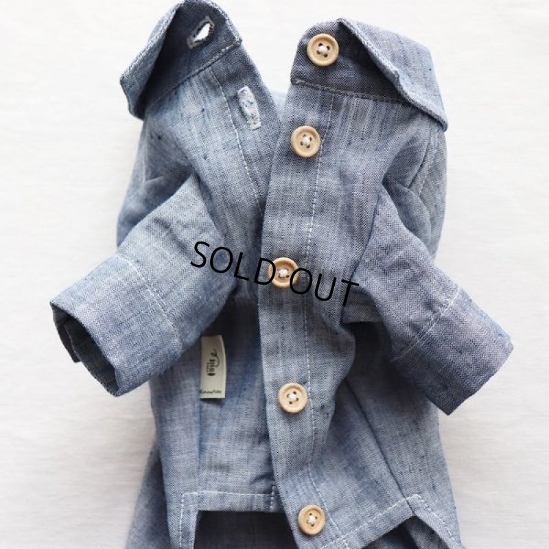 画像14: リネンダンガリーシャツワンピース(ブルー) (14)