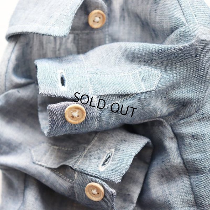 画像17: リネンダンガリーシャツ（ブルー） (17)