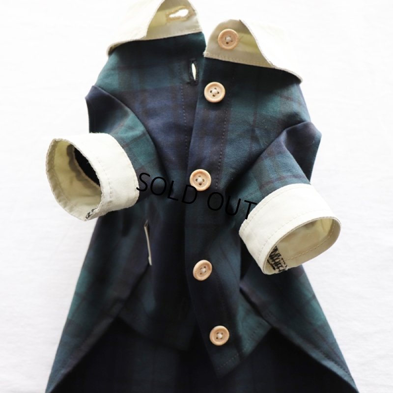 画像13: クレリックシャツワンピース(ブラックウォッチ×ペールオリーブ) (13)