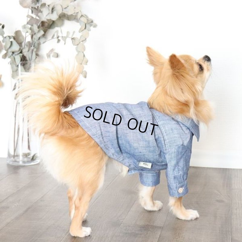 画像7: リネンダンガリーシャツ（ブルー） (7)