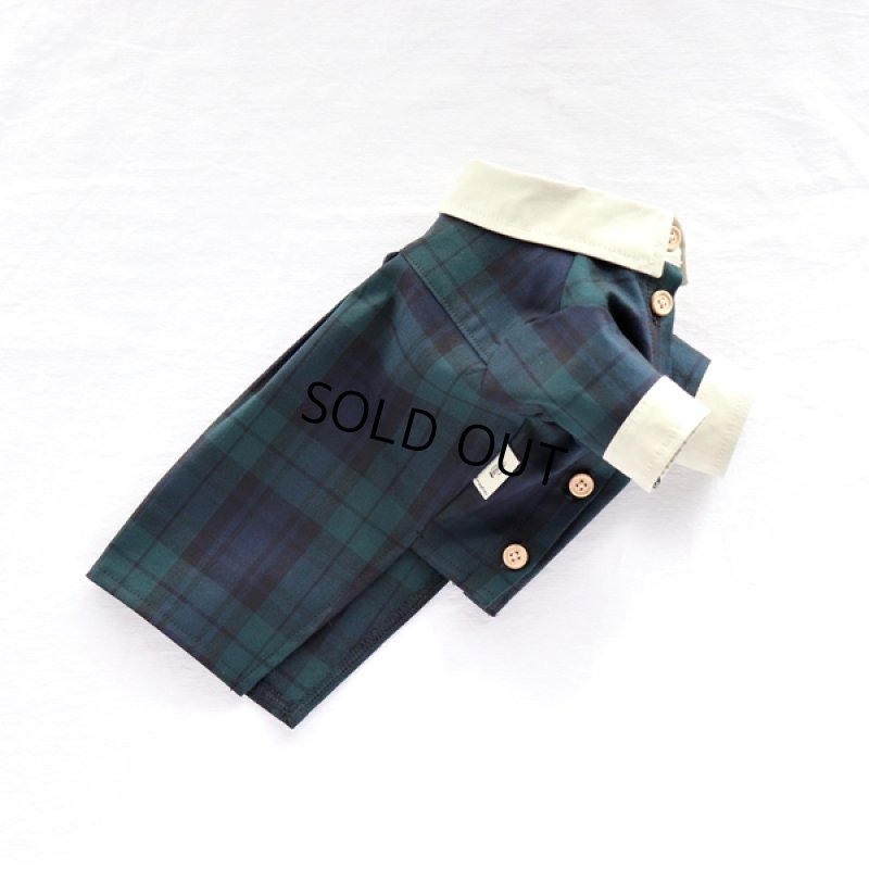 画像10: クレリックシャツワンピース(ブラックウォッチ×ペールオリーブ) (10)