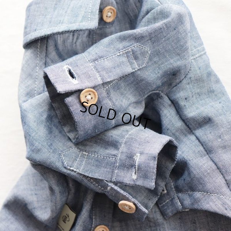 画像16: リネンダンガリーシャツ（ブルー） (16)