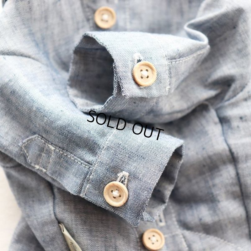 画像15: リネンダンガリーシャツ（ブルー） (15)