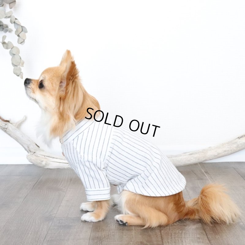 画像4: 綿麻シャンブレーストライプシャツ（ホワイト×ネイビー） (4)