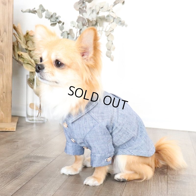 画像4: リネンダンガリーシャツ（ブルー） (4)