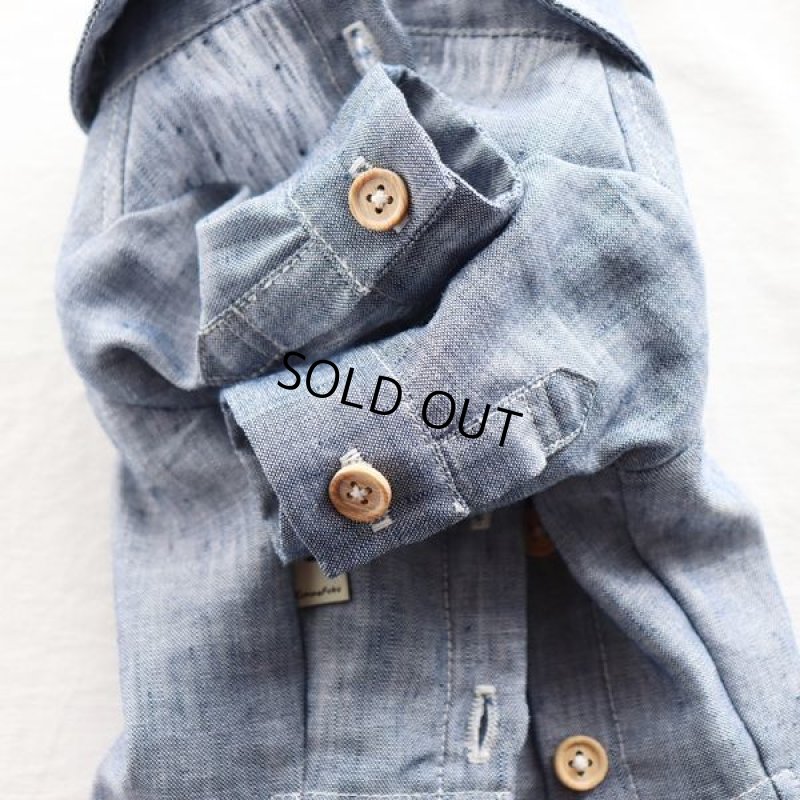 画像17: リネンダンガリーシャツワンピース(ブルー) (17)