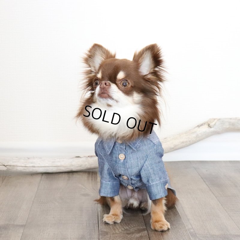 画像4: リネンダンガリーシャツワンピース(ブルー) (4)