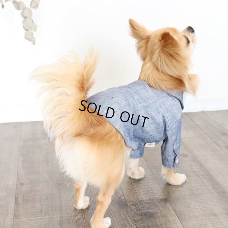 画像5: リネンダンガリーシャツ（ブルー） (5)