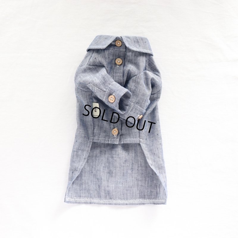 画像13: リネンダンガリーシャツワンピース(ブルー) (13)