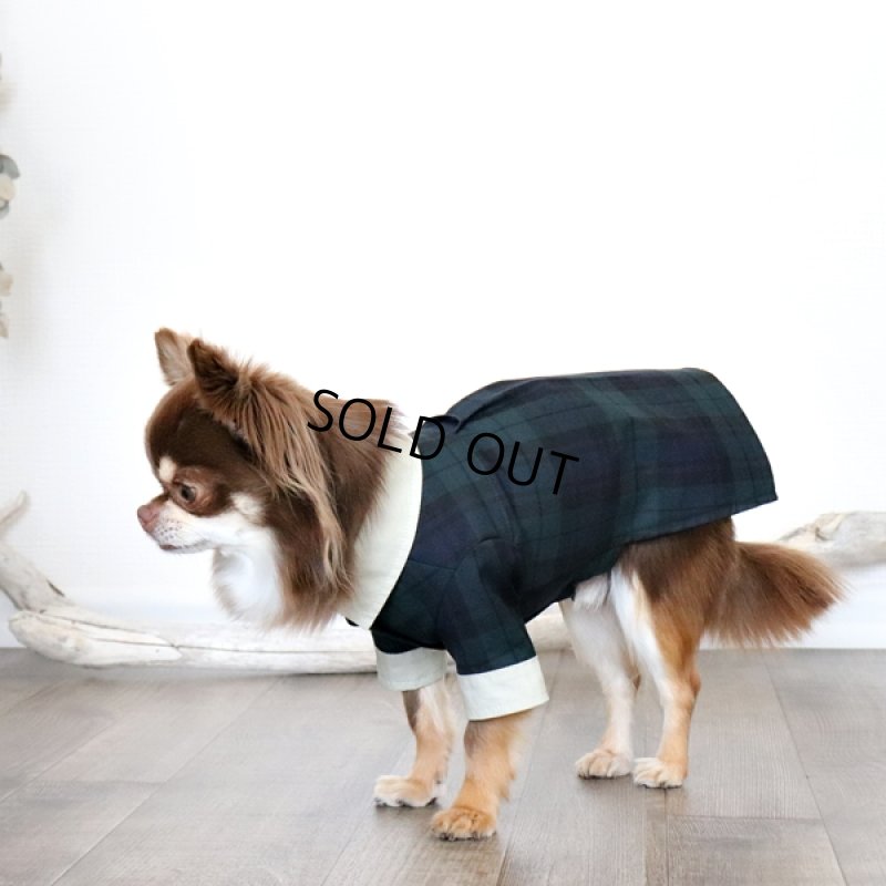 画像2: クレリックシャツワンピース(ブラックウォッチ×ペールオリーブ) (2)