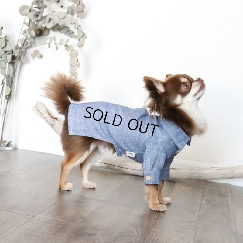 画像8: リネンダンガリーシャツワンピース(ブルー) (8)