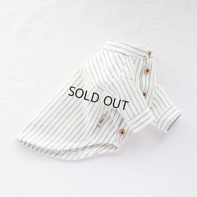 画像10: 綿麻シャンブレーストライプシャツ（ホワイト×ネイビー） (10)