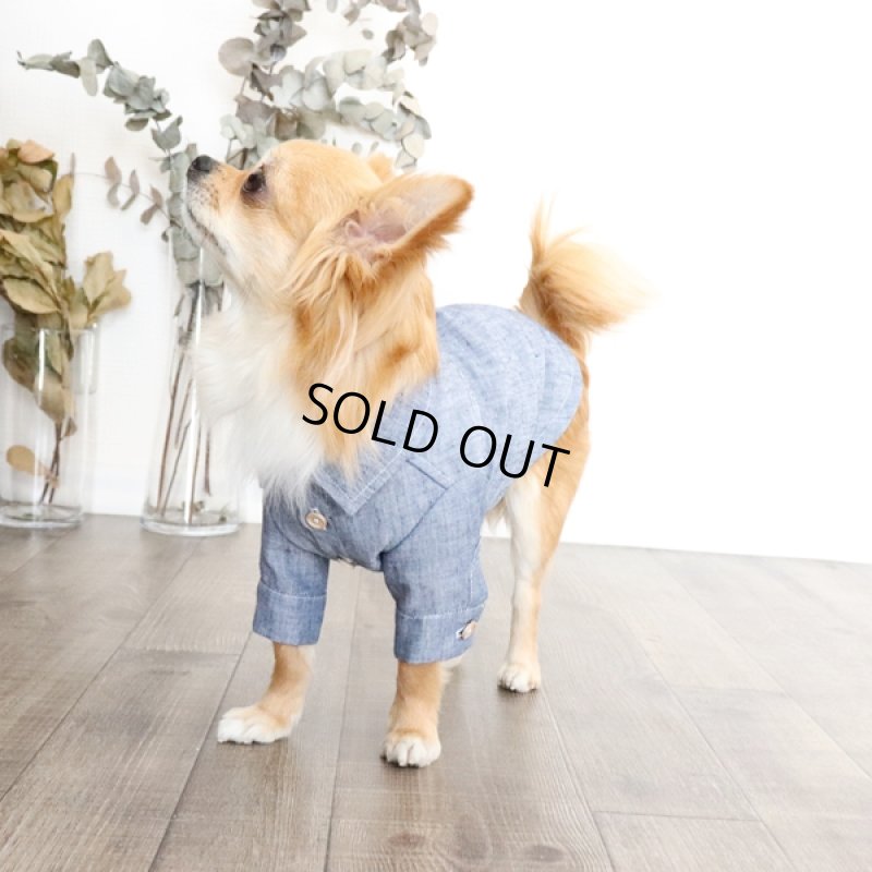 画像2: リネンダンガリーシャツ（ブルー） (2)