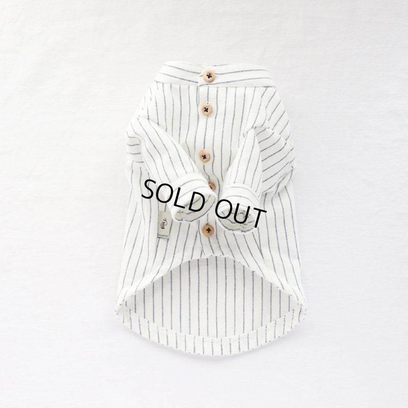 画像12: 綿麻シャンブレーストライプシャツ（ホワイト×ネイビー） (12)