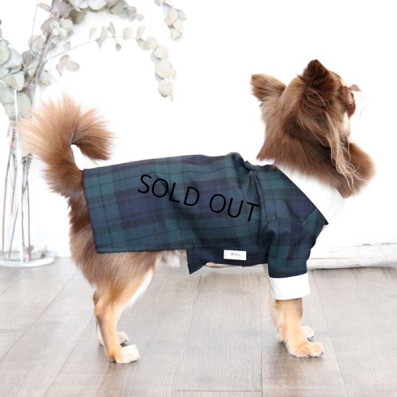 画像4: クレリックシャツワンピース(ブラックウォッチ×ペールオリーブ) (4)