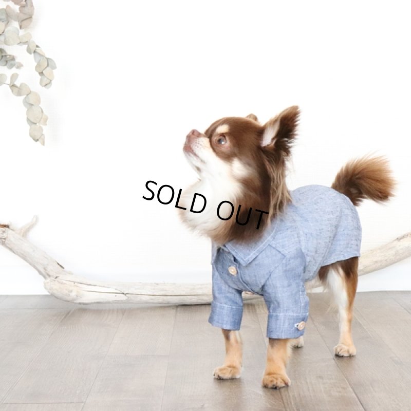 画像5: リネンダンガリーシャツワンピース(ブルー) (5)