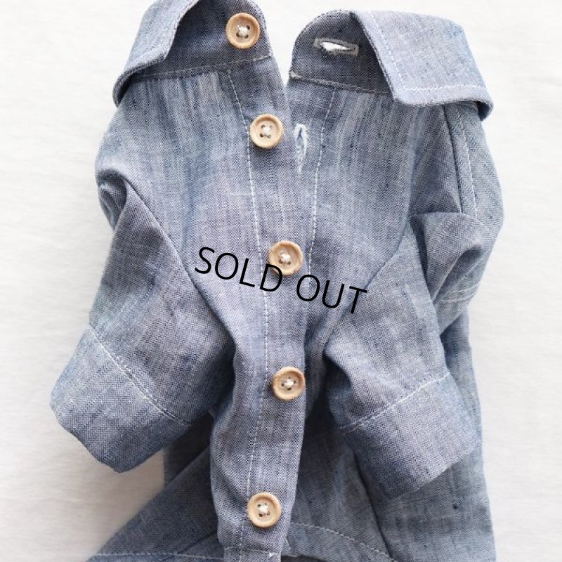 画像12: リネンダンガリーシャツ（ブルー） (12)