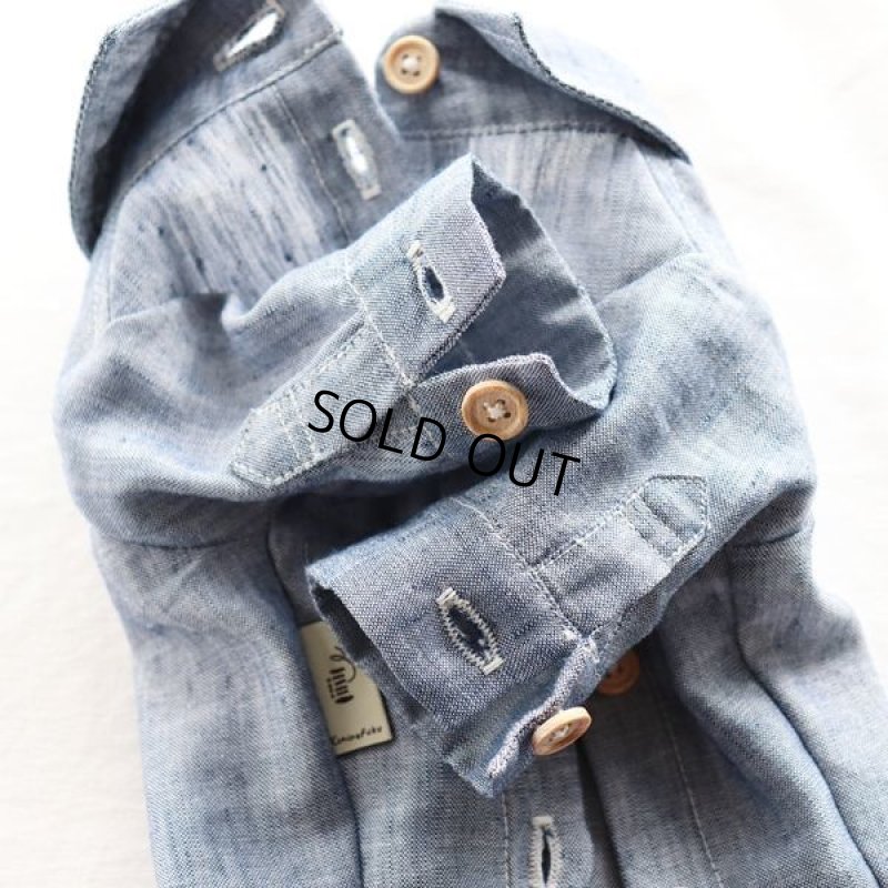 画像18: リネンダンガリーシャツワンピース(ブルー) (18)