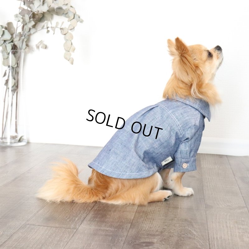 画像6: リネンダンガリーシャツ（ブルー） (6)