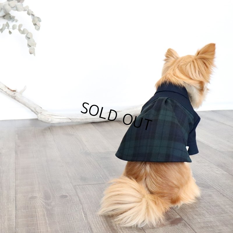 画像7: バイカラーシャツ（ブラックウォッチ×ネイビー） (7)