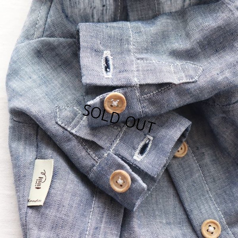 画像19: リネンダンガリーシャツワンピース(ブルー) (19)