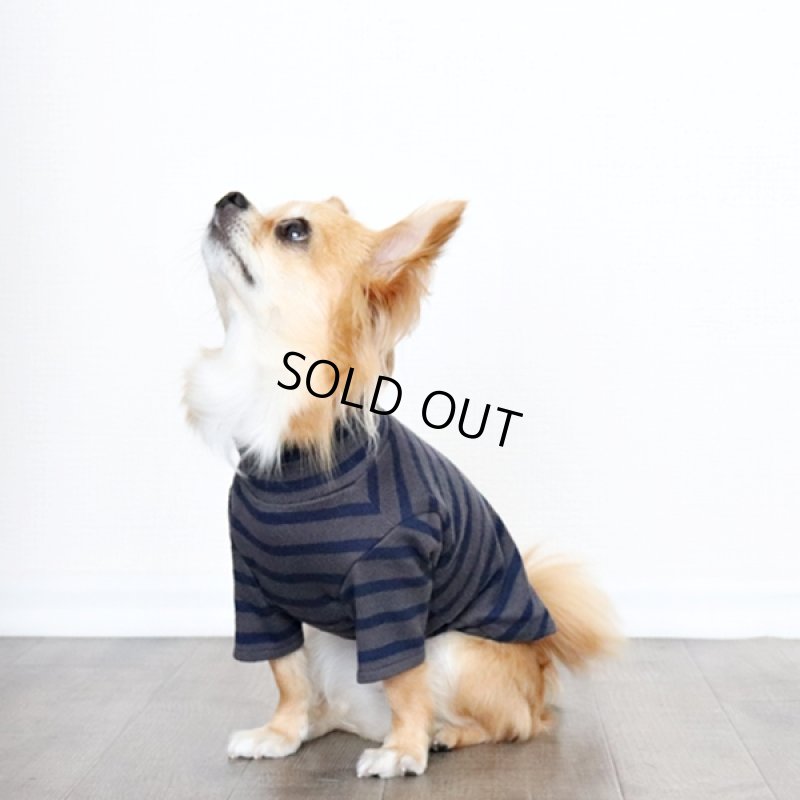 画像7: ボーダーハイネックカットソー(チャコールxネイビー) (7)