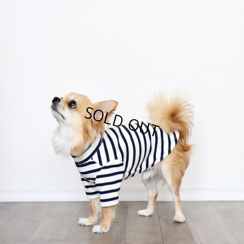 画像8: ボーダーハイネックカットソー（生成り×ネイビー） (8)