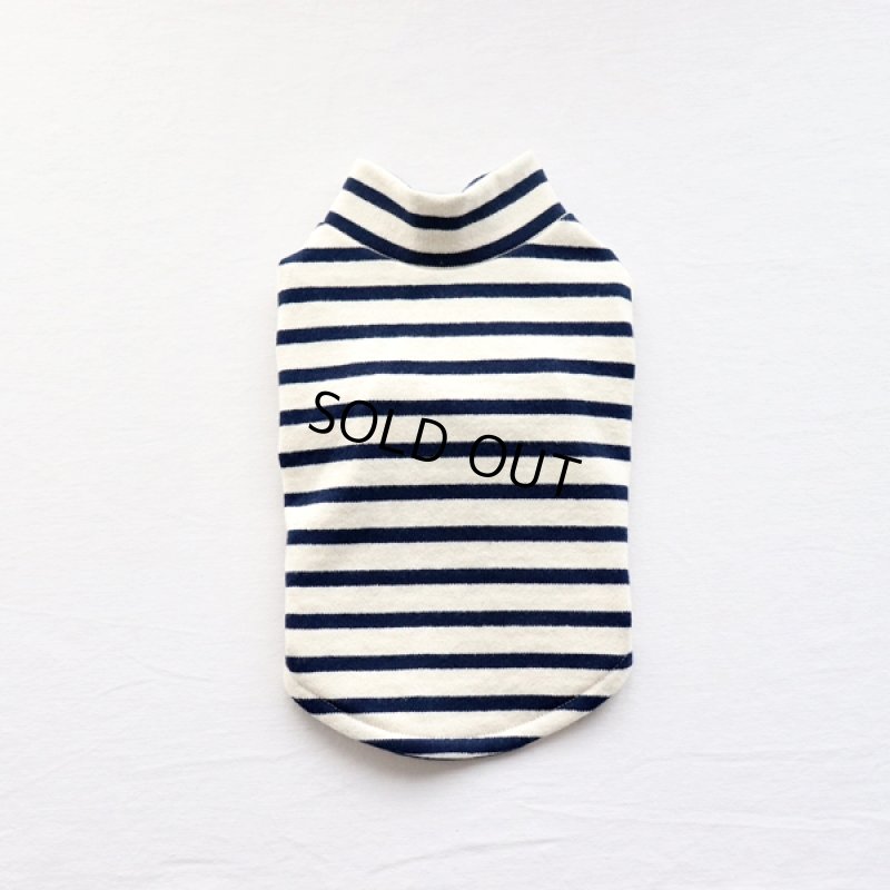 画像10: ボーダーハイネックカットソー（生成り×ネイビー） (10)